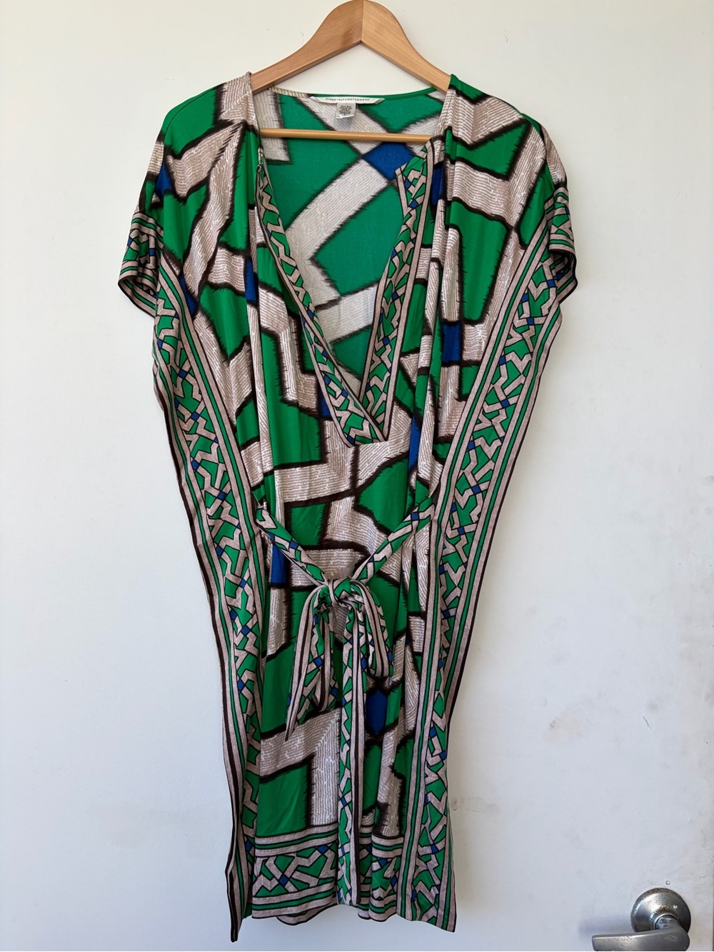 DVF Green Silk Kimono Style Dress size 2